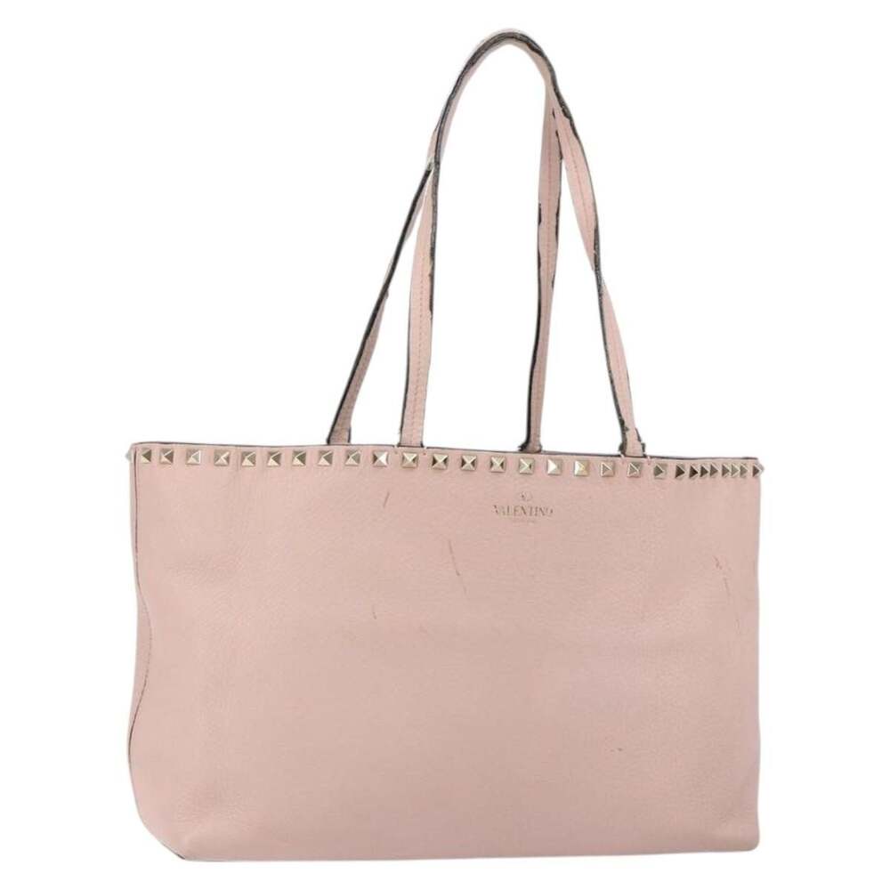Valentino Leather Studs Tote Bag Pink